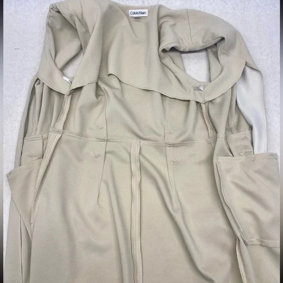 Calvin Klein Ivory Belted Sleeveless Trench Dress Minimalist Office Chic Size 4 - Picture 11 of 11